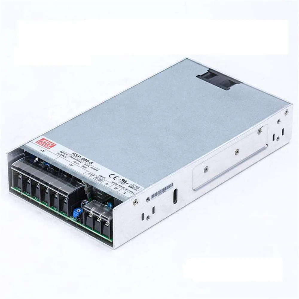 Enclosed metal power supply unit with built-in fan and terminal block outputs