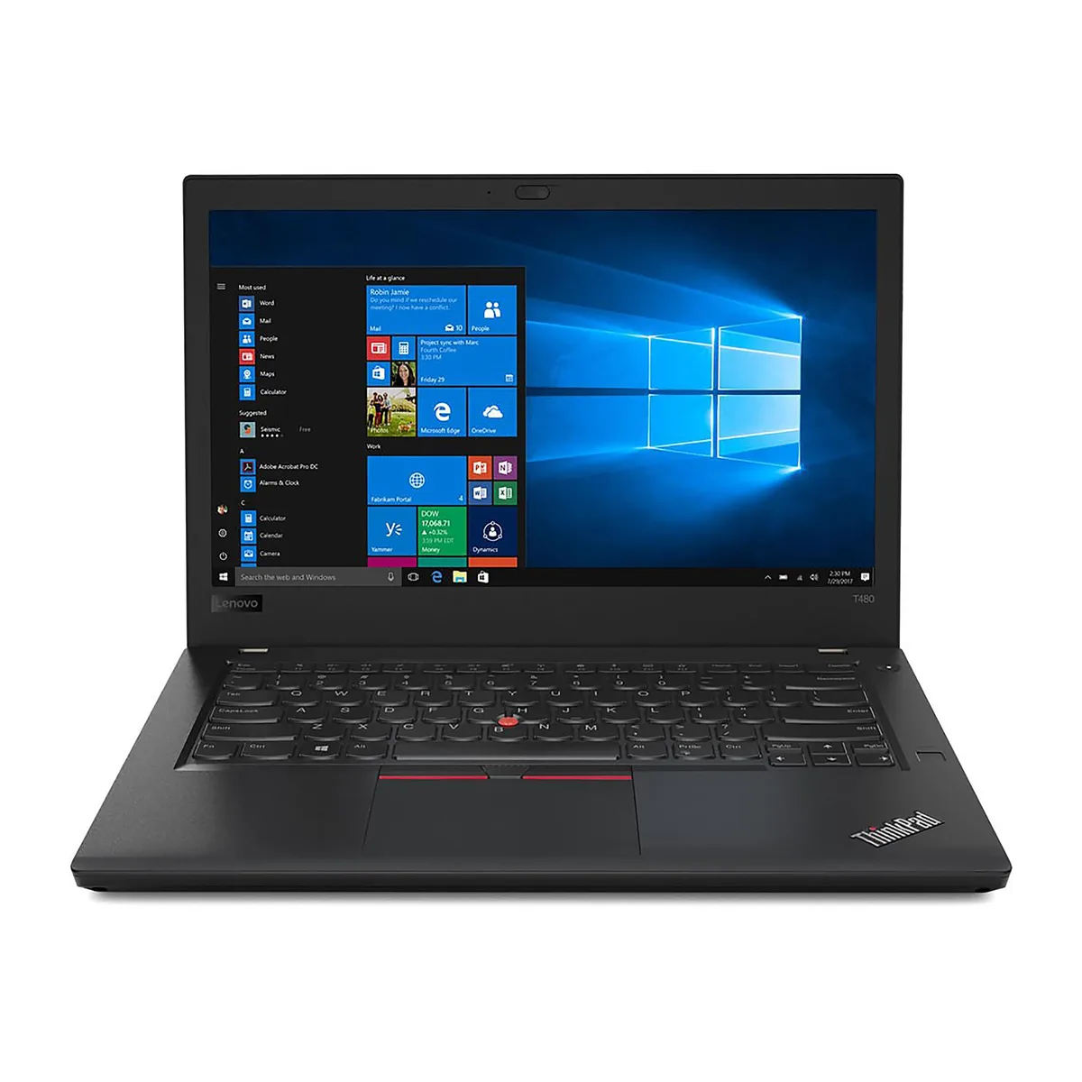 Black Lenovo ThinkPad T480 14 inch laptop closed lid matte finish
