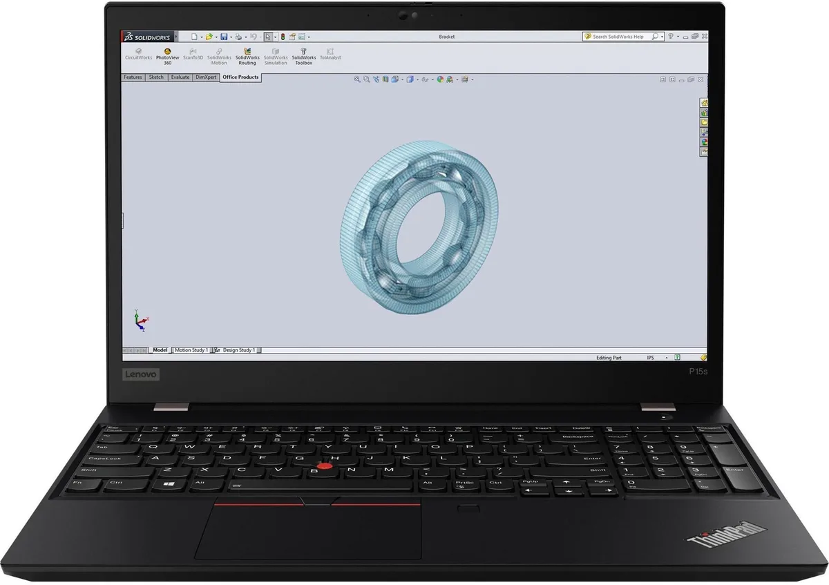 Black ThinkPad P15s Gen 2 laptop closed, matte finish, 15.6 inch screen, compact rectangular shape