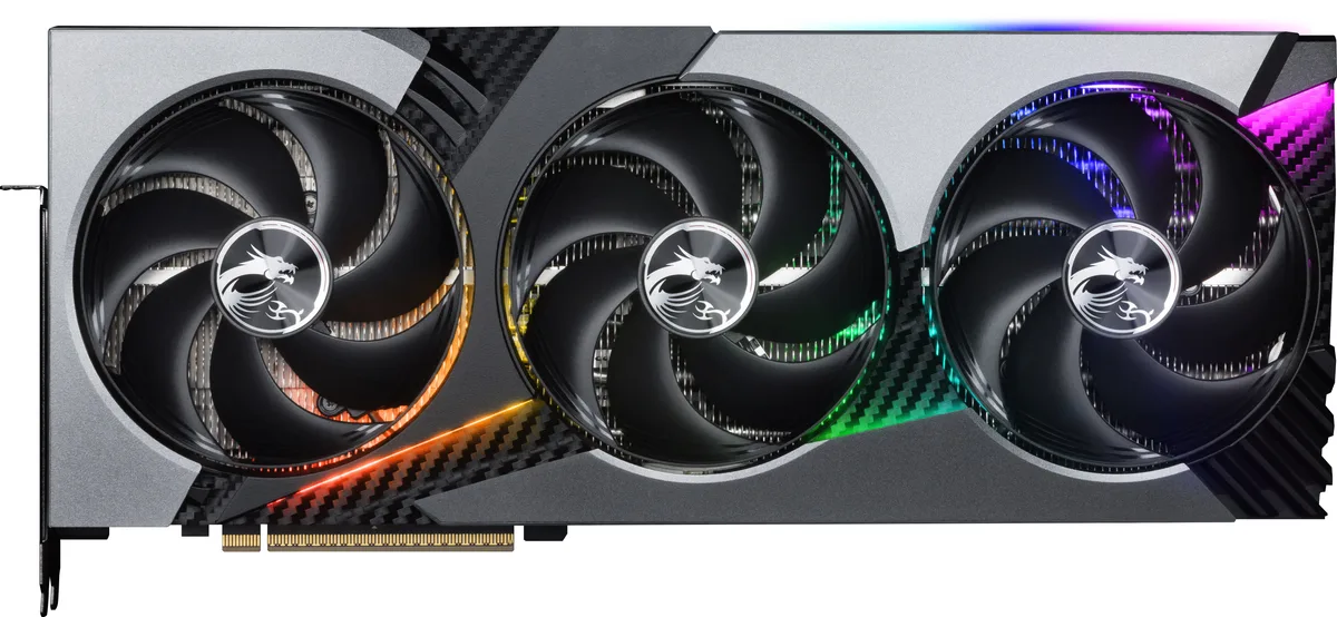 MSI VANGUARD RTX 5070 Ti graphics card with triple-fan cooler and dark metal finish