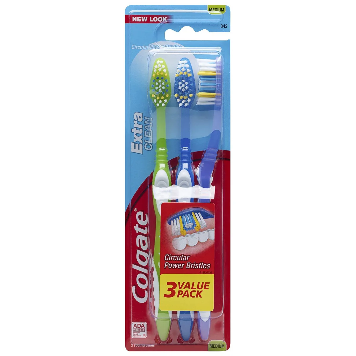  Colgate Extra Clean Full Head Toothbrush Medium 3 Pack — product photo
