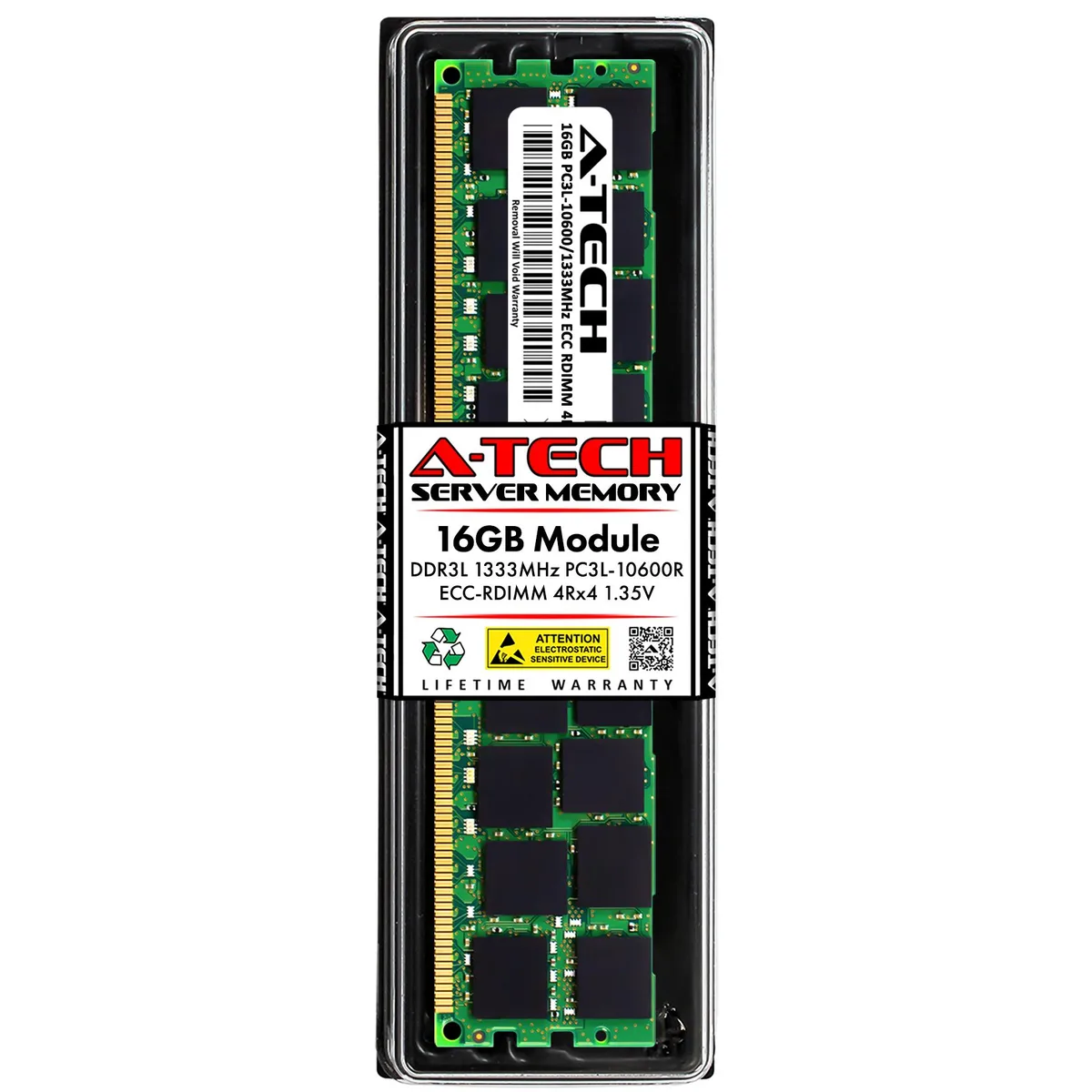 A-Tech A-Tech 16GB 4Rx4 DDR3L 1333 ECC RDIMM 1.35V 240-Pin Server RAM — photo du produit