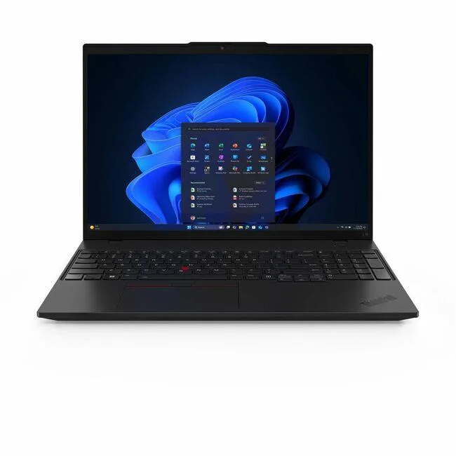 Black 16-inch laptop closed lid matte finish ThinkPad branding