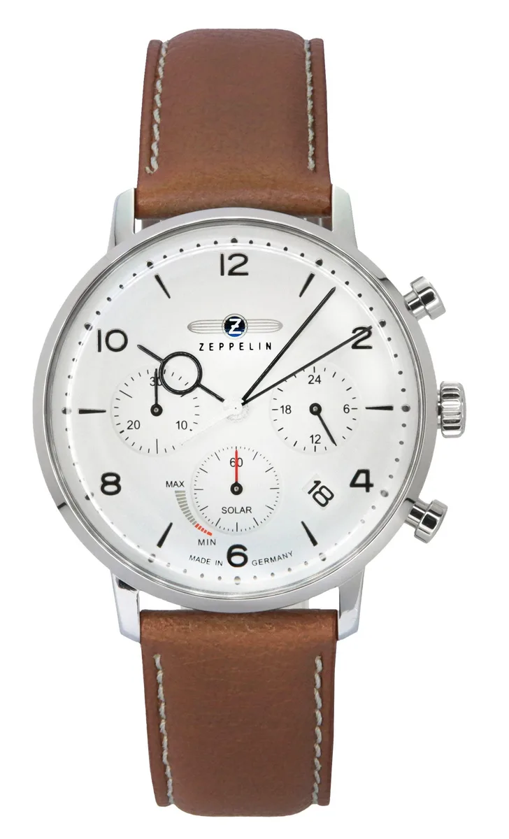 Graf Zeppelin Graf Zeppelin LZ129 Hindenburg Chronograph 80865N Solar 41 mm Beige Dial Brown Leather Strap 50 m — снимка на продукта