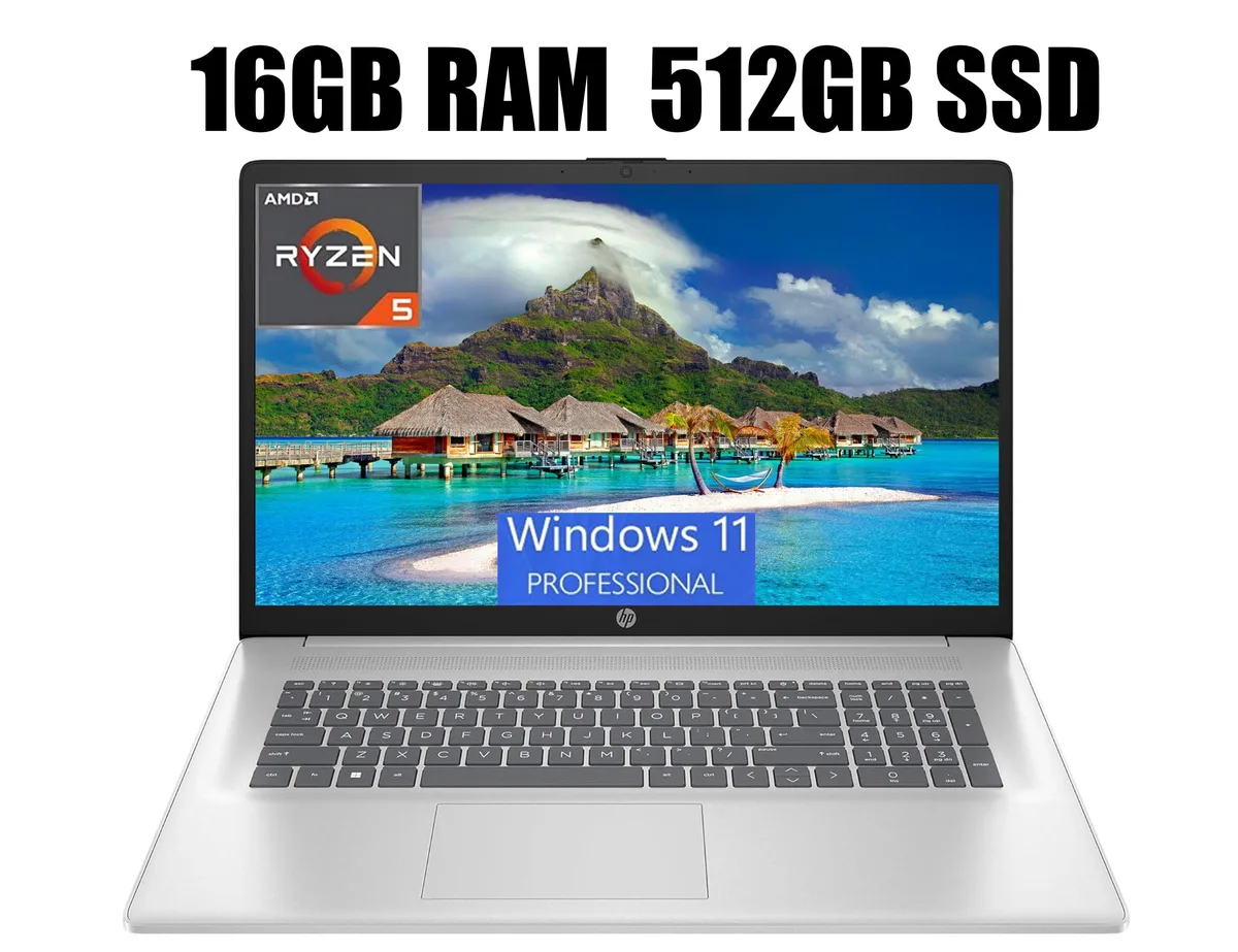 HP HP 17 laptop Ryzen 5 7430U 16GB 512GB 17.3" FHD Silver — product photo