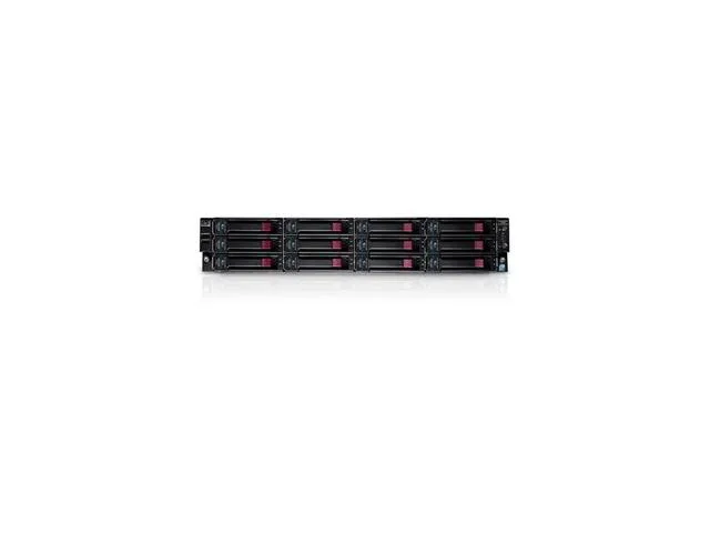 Silver 2U rack server with twelve front drive bays and redundant power supplies