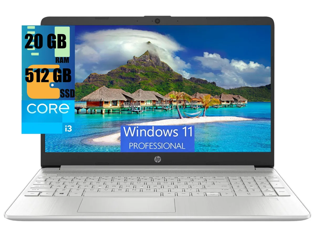 HP HP 15 Laptop 15.6" HD Touchscreen Intel Core i3-1215U 20GB DDR4 512GB SSD Windows 11 Pro Silver — photo du produit