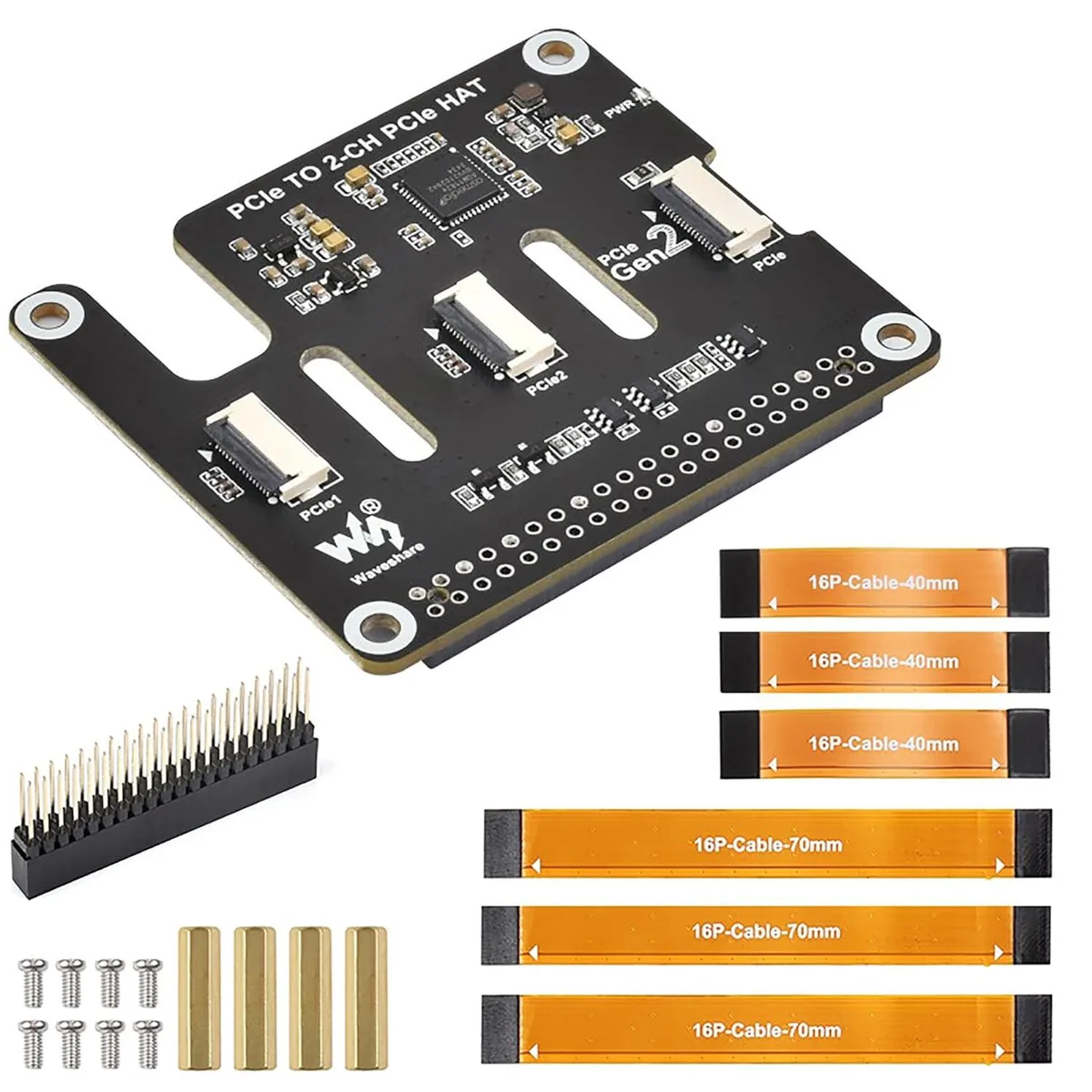 LORDWORLD LORDWORLD PCIe to 2-CH PCIe HAT Adapter for Raspberry Pi 5 Gen2 FFC Board — صورة المنتج