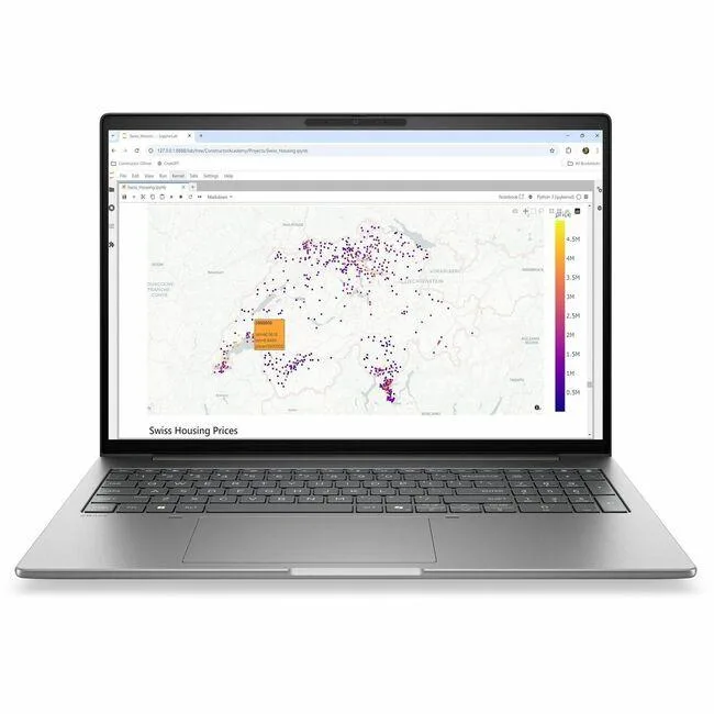 Silver aluminium 16 inch laptop closed flat