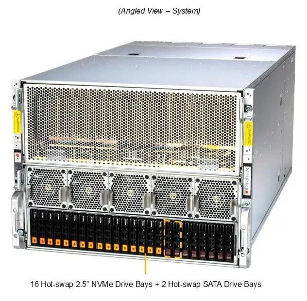 Supermicro Supermicro AS -8125GS-TNHR-G1 8U rack server dual EPYC 9474F 2.3TB DDR5 1.9TB NVMe 8 H200 400G OSFP — fotografia produktu