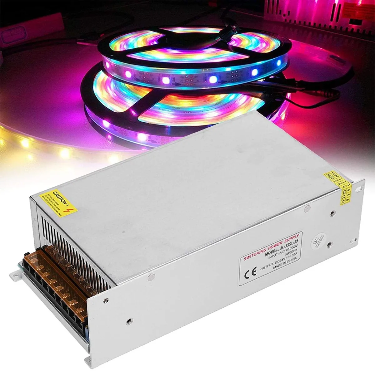 Pink aluminum power supply unit with screw terminals