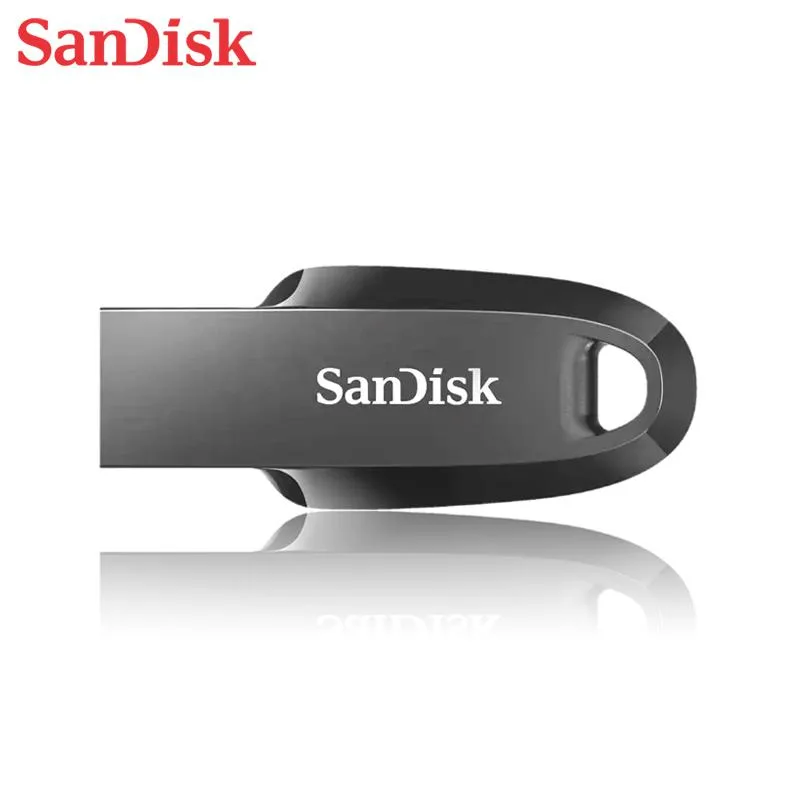 Black curved USB flash drive with keyring loop
