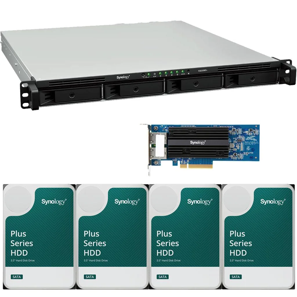 Synology Inc. Synology RS826RP+ 4-Bay Rackmount NAS 4GB RAM 2-Port 10GbE 48TB (4×12TB) Drives — product photo