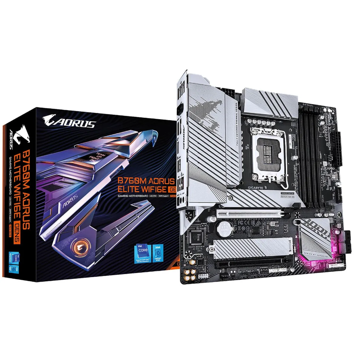 GIGABYTE GIGABYTE B760M AORUS ELITE WIFI6E GEN5 1700 DDR5 Intel motherboard — product photo