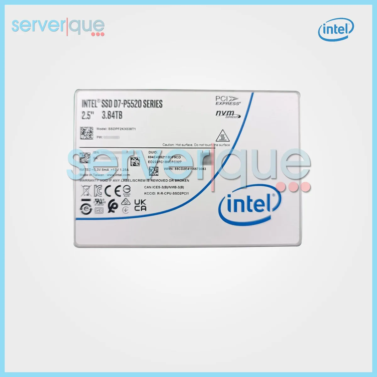 Intel Intel D7-P5520 3.84TB 2.5" U.2 NVMe internal SSD — photo du produit