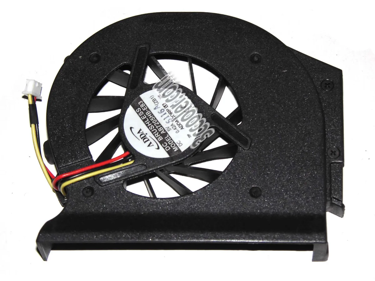 Black blower-style notebook CPU cooler with three-wire connector