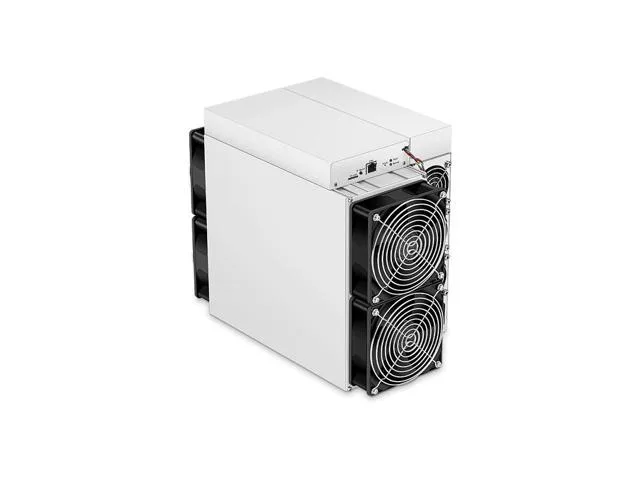 Rectangular metal mining unit, matte grey finish, front fan grille visible