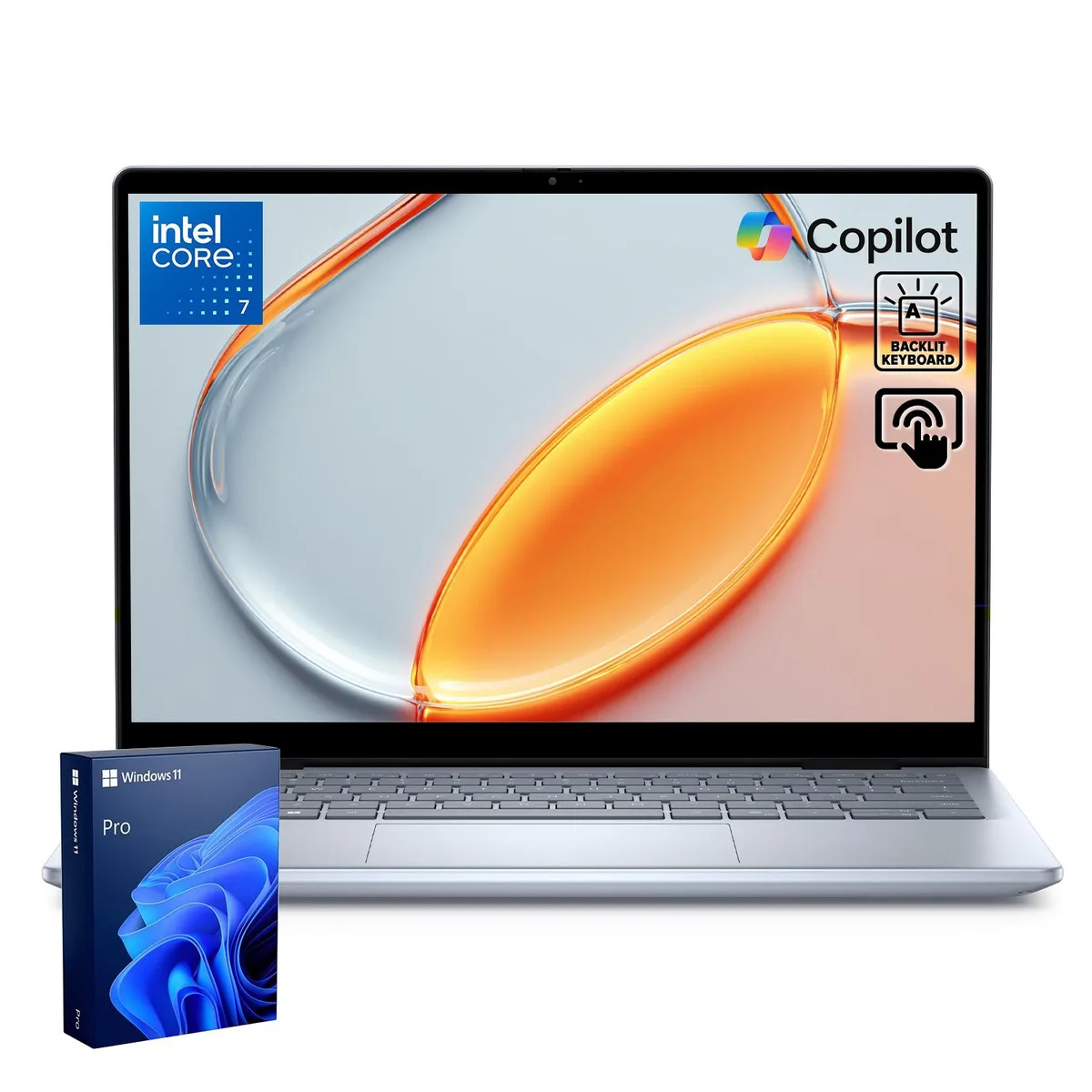 Blue 14 inch 2-in-1 laptop with touchscreen display