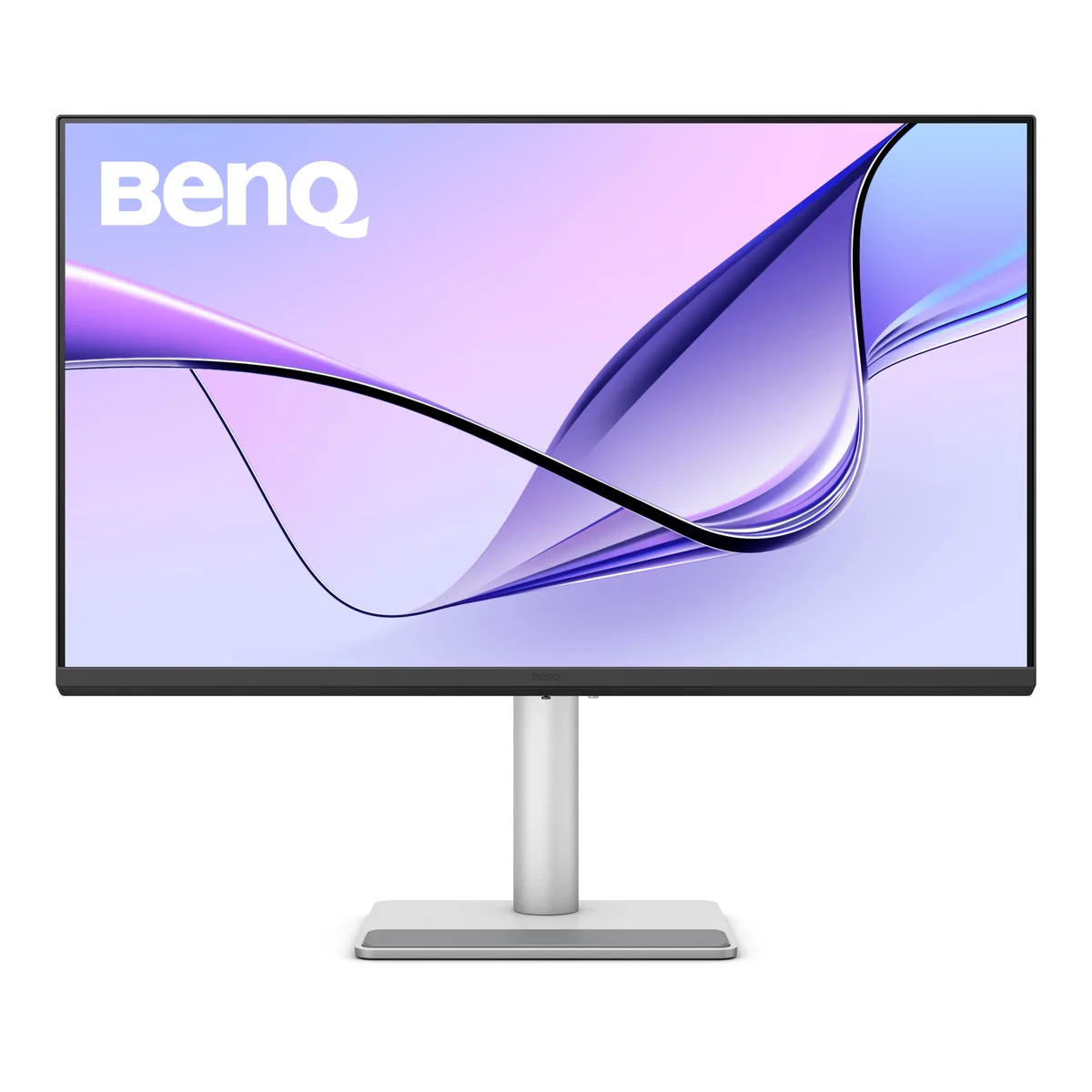 Silver 32 inch flat IPS monitor on adjustable stand with USB-C and HDMI ports