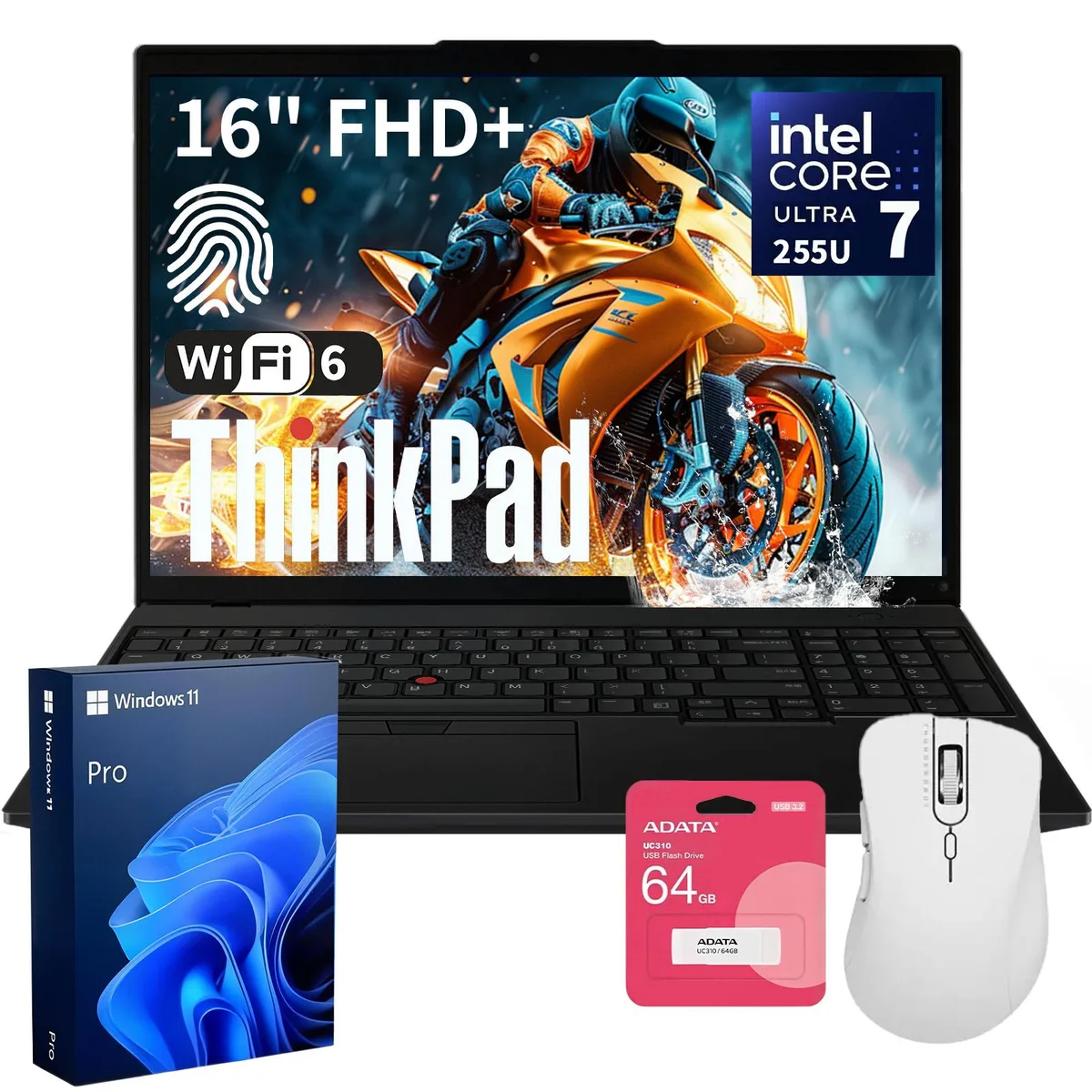Lenovo Lenovo ThinkPad L16 laptop, Intel Core Ultra 7 255U, 64GB DDR5, 2TB SSD, 16" FHD+ — product photo