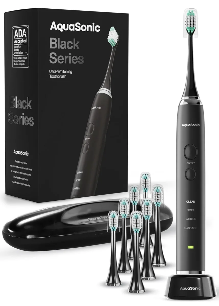 Aquasonic SCTB Black Series Ultra Whitening Electric Toothbrush 40000 VPM — product photo