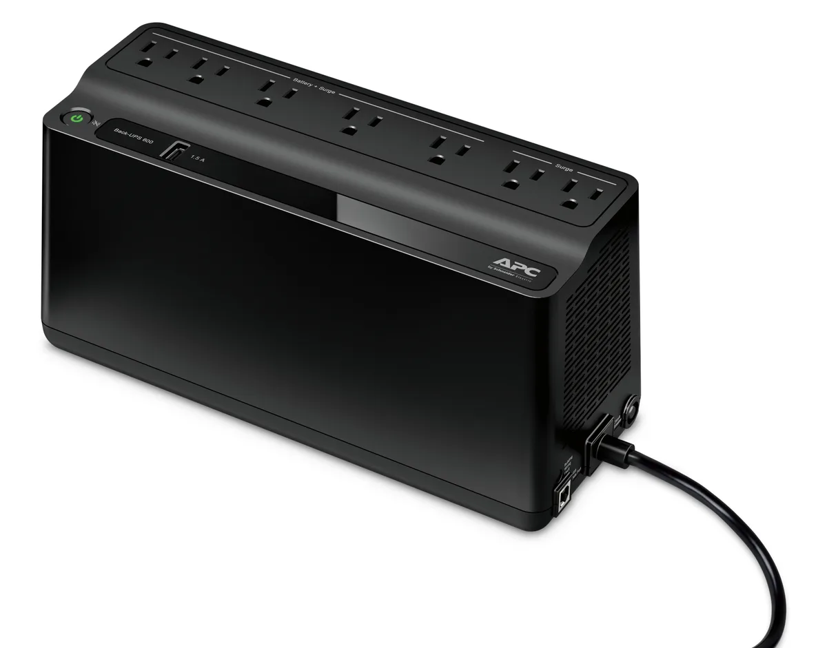 APC APC BE600M1 Back-UPS 600VA UPS 120V 7 Outlets USB Charging — product photo