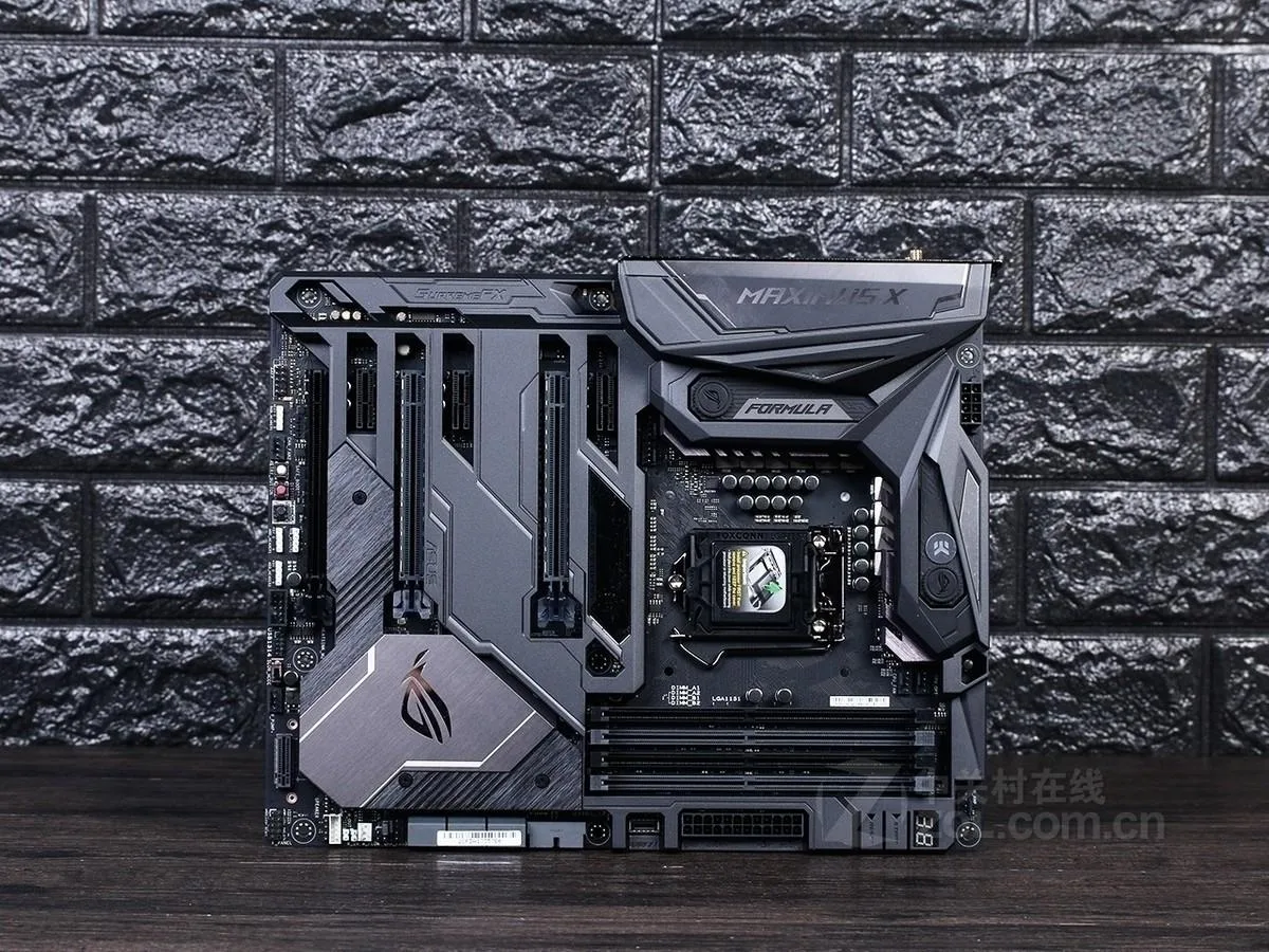 Black ATX motherboard with silver heatsinks and LGA 1151 socket