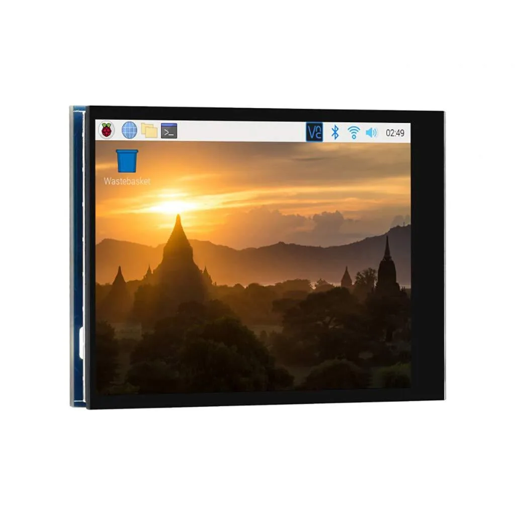 Small rectangular 2.8 inch LCD touchscreen board with glass face and exposed circuit back