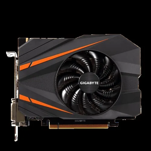 Compact graphics card with single fan cooler and dark metal shroud