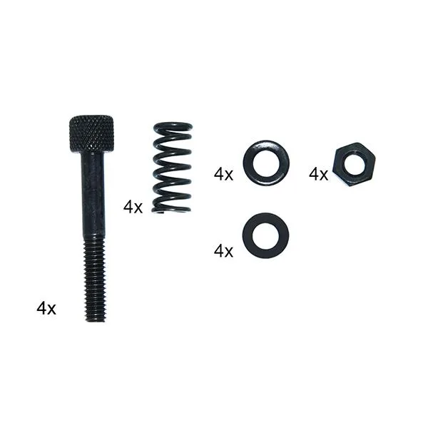Black mounting hardware kit with screws, springs, nuts and washers