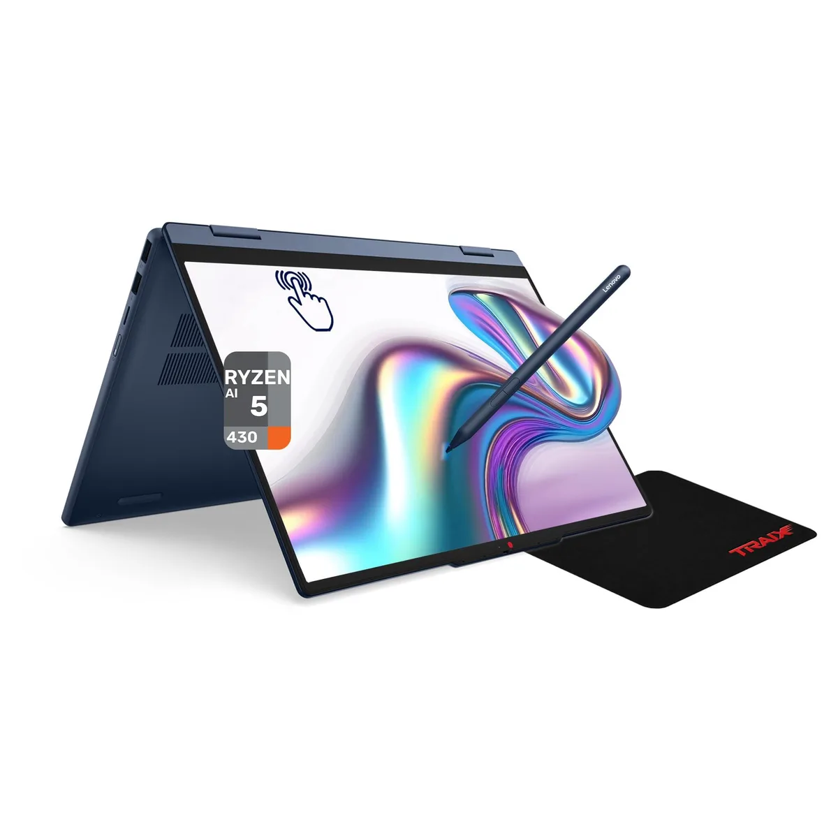 Cosmic Blue convertible laptop with 14 inch touchscreen and aluminum lid