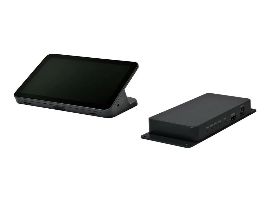 Compact black SFF desktop unit with smooth matte finish