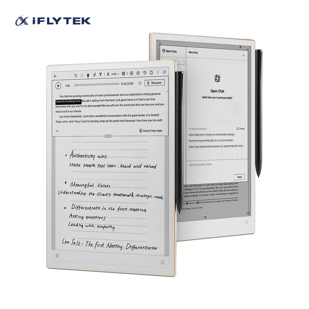 Graphite Gold 10.7 inch E-Ink notepad with stylus, 4.2mm thin
