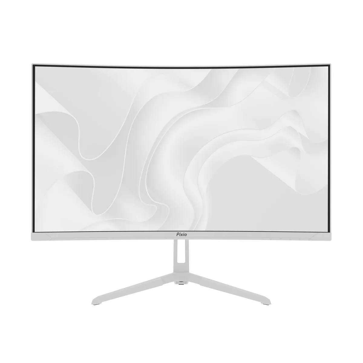 White 24 inch curved gaming monitor with frameless bezel and stand