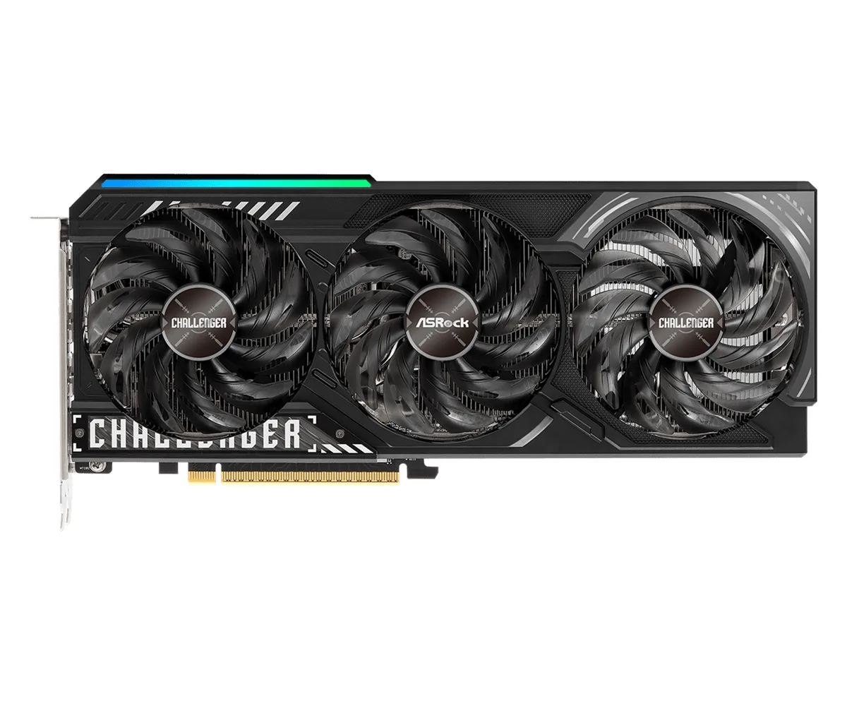Black triple-fan graphics card, 290 mm long, 2.8-slot width