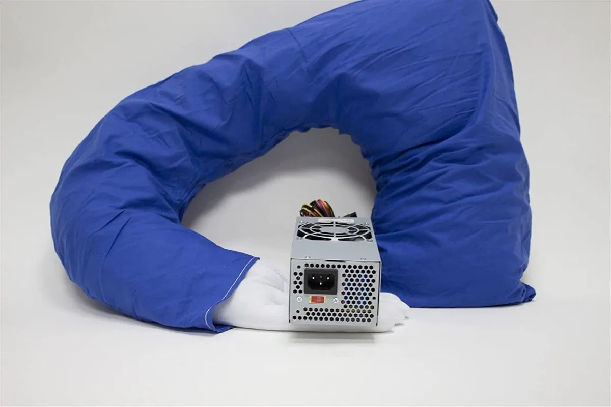 Compact TFX power supply unit with 80mm fan and multiple cables