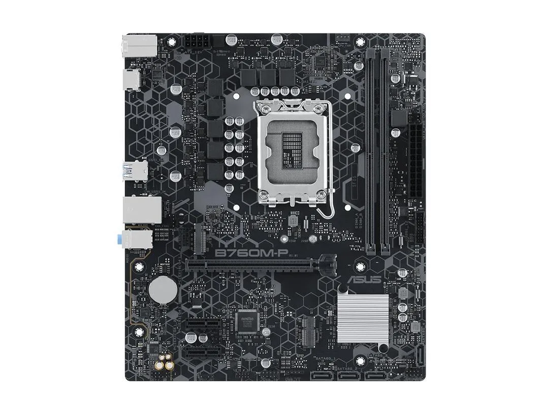 Green micro-ATX motherboard with silver LGA 1700 socket and black DDR5 slots