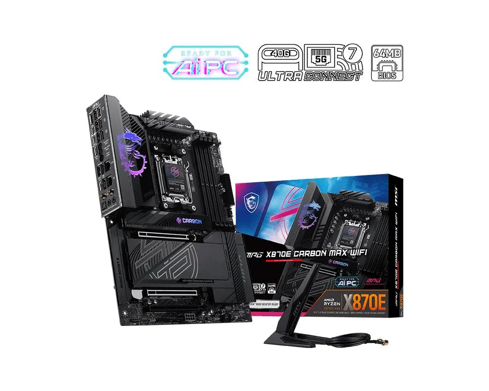 MSI MSI MPG X870E CARBON MAX WIFI AMD motherboard — product photo