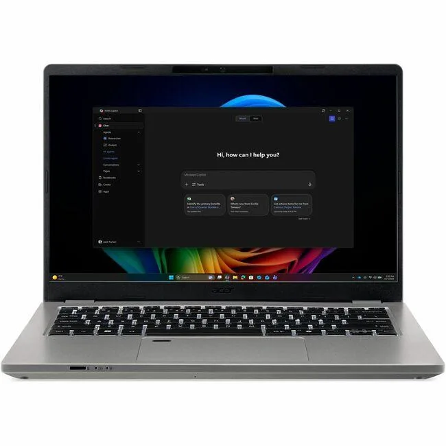 Silver 14-inch clamshell laptop with matte Iron finish and non-touch 120 Hz display