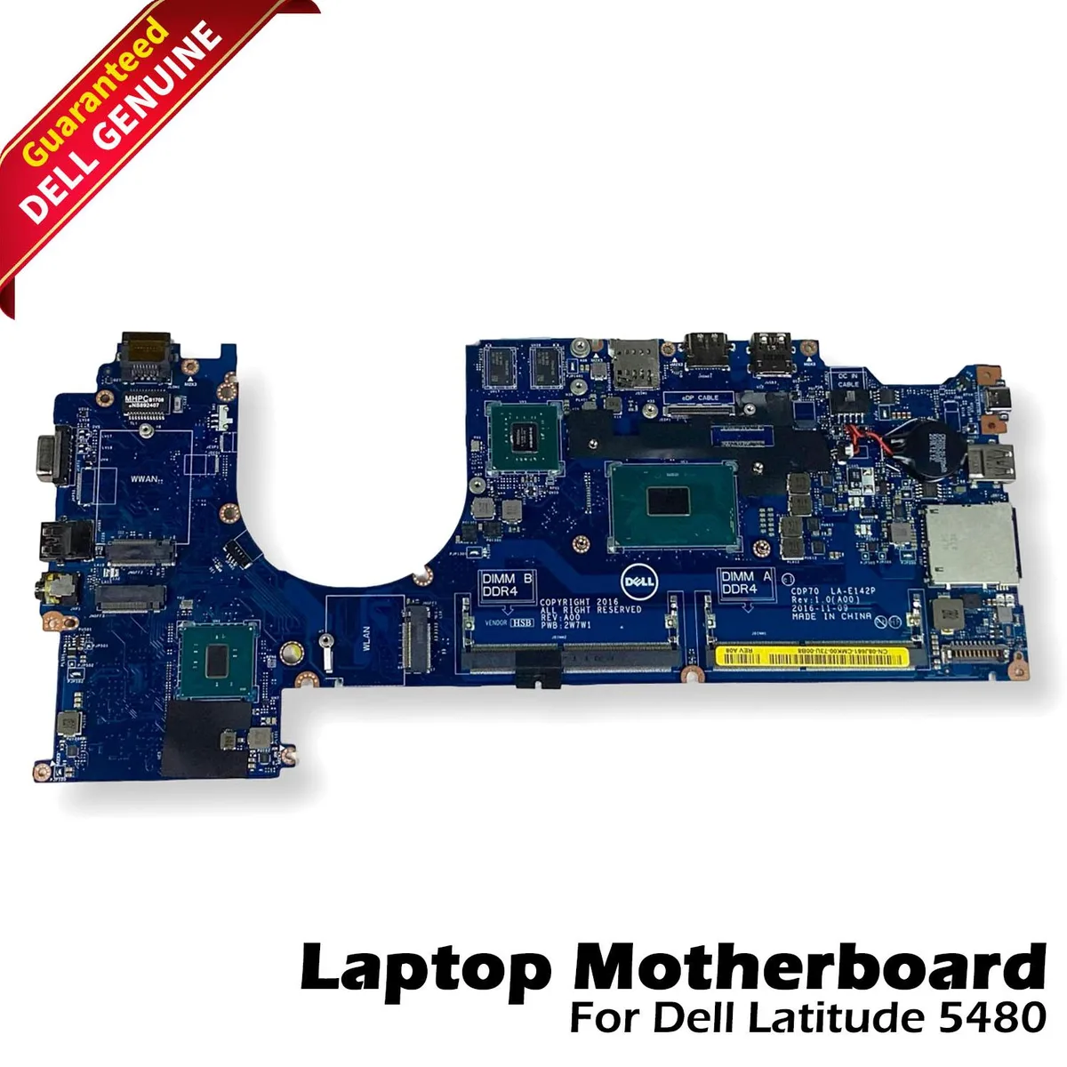 Green Dell Latitude 5480 motherboard with silver i5-7440HQ 2.8 GHz processor