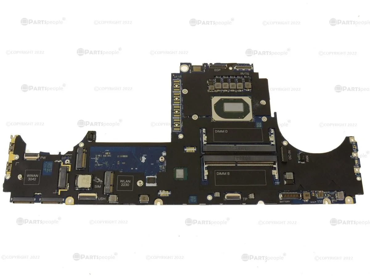 Green Dell Precision 7550 laptop motherboard with soldered Intel Core i5-10400H CPU