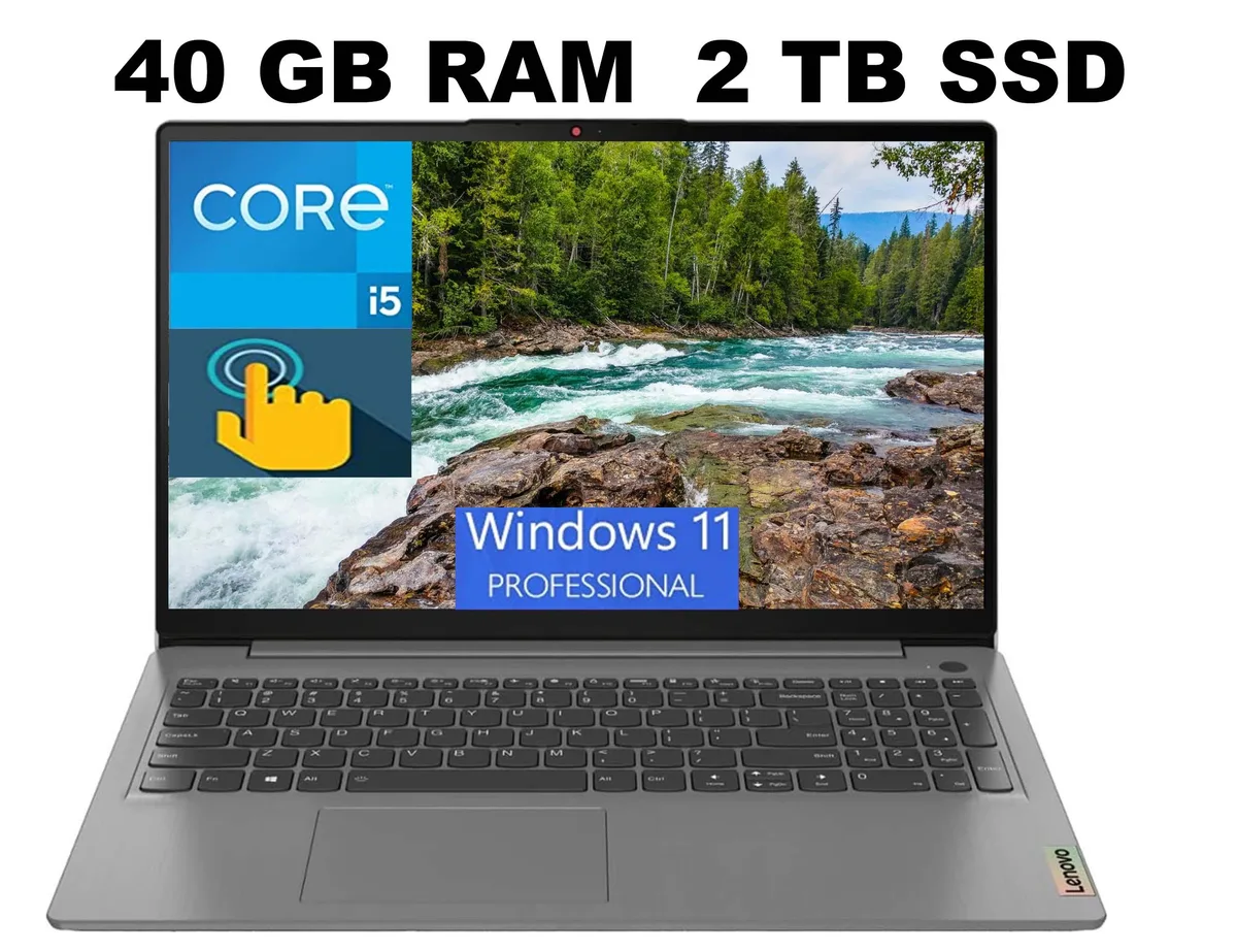 Gray Lenovo IdeaPad 3 15 laptop, 15.6 inch touchscreen, slim profile
