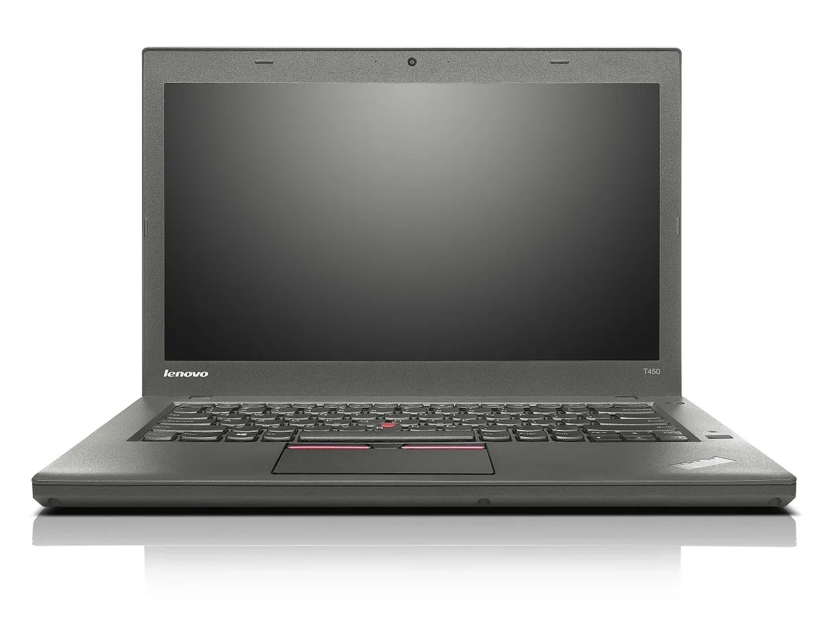 Black Lenovo ThinkPad T450 14 inch laptop closed view