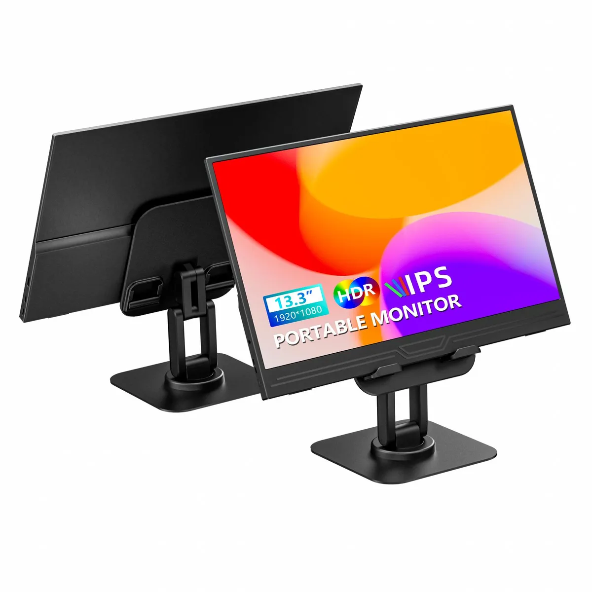 Thin 13.3 inch portable monitor with built-in kickstand, USB-C and HDMI ports