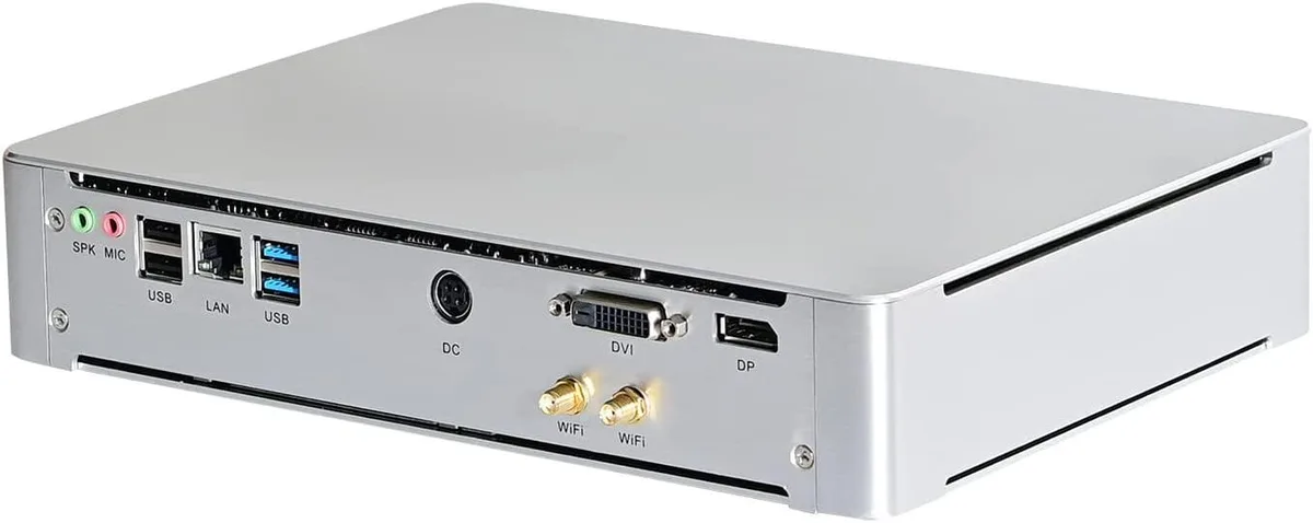 Silver aluminium nettop desktop with vertical stand