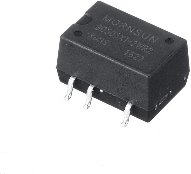 Ten small rectangular SMD power modules in a row
