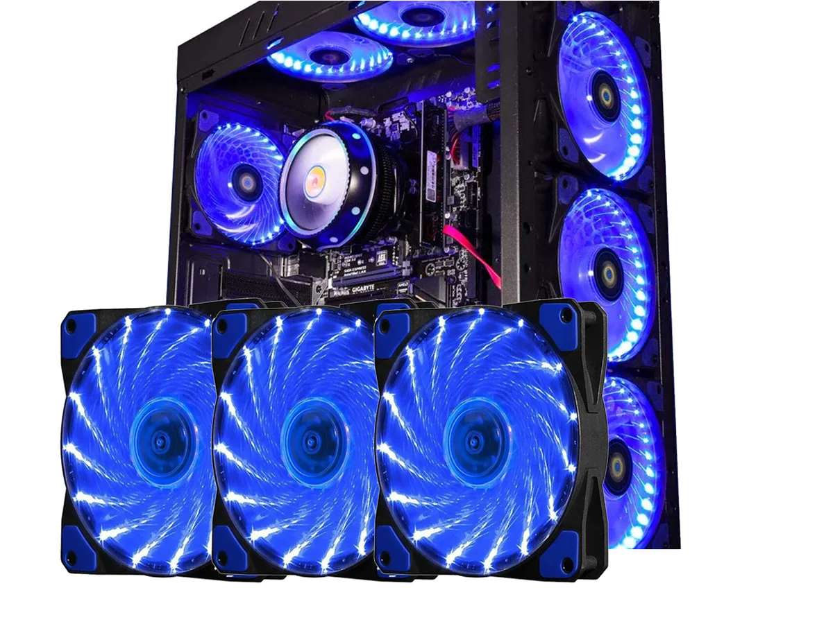 sakose sakose 12025-LED 120mm case fan 3-pack 15 LEDs 16dB 1100RPM — foto produk