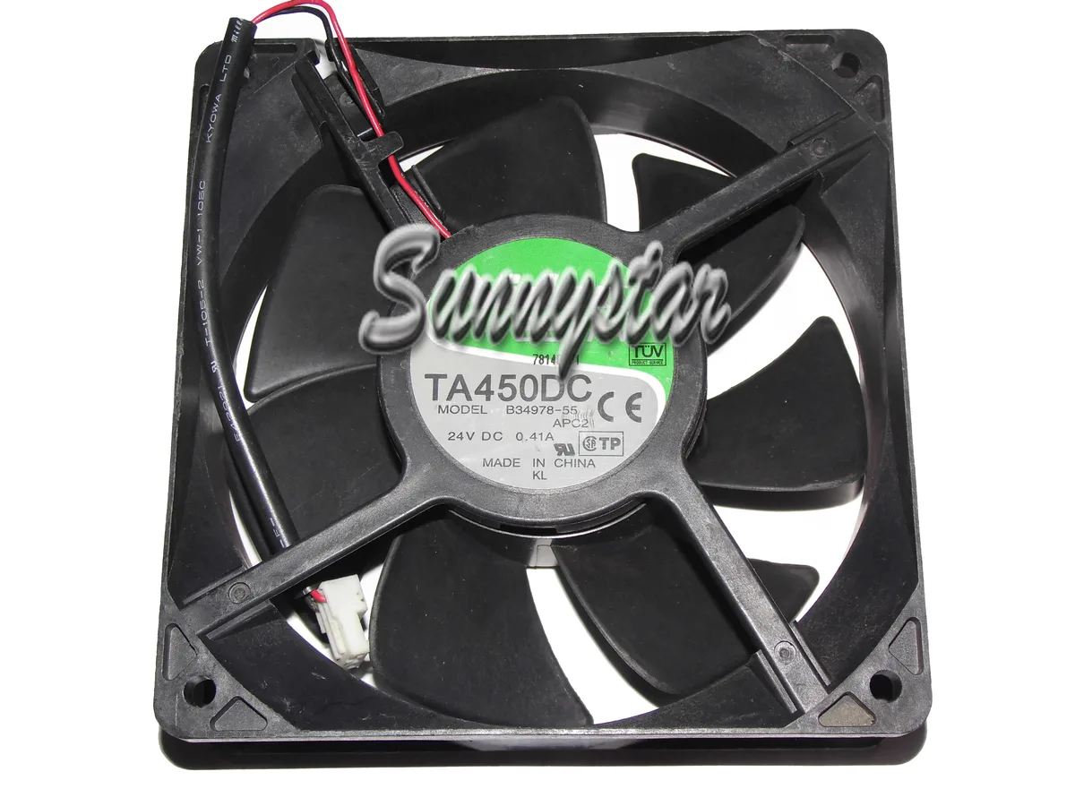 Black square 120mm NIDEC fan 38mm thick 2-wire 24V 0.41A