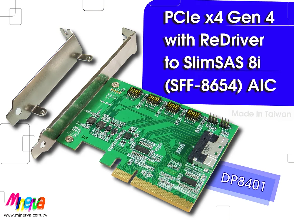 Innocard Innocard PCIe 4.0 x8 ReDriver SFF-8654 8i RAID controller — φωτογραφία προϊόντος