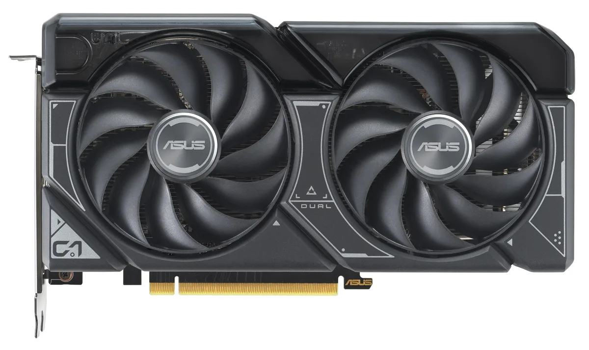 ASUS Dual GeForce RTX 4060 graphics card with two axial fans and 2.5-slot metal shroud